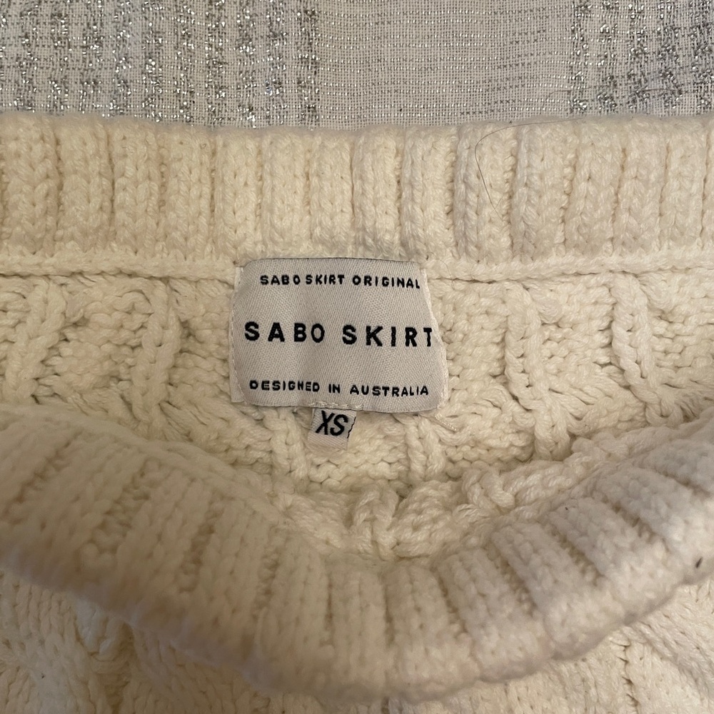 Sabo Skirt White Sweater Mini Skirt - Picture 2 of 2